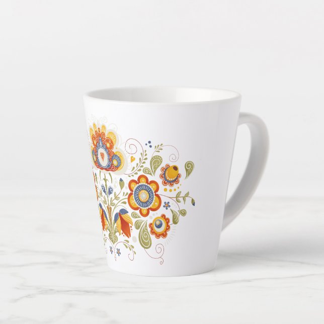 Tasse Latte Fleurs folk slaves simples (Angle droit)