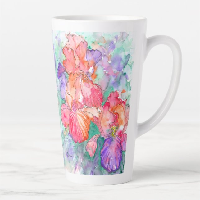 Tasse Latte Fleurs gracieuses - Iris Fleurs Poème de la Fête d (Droite)