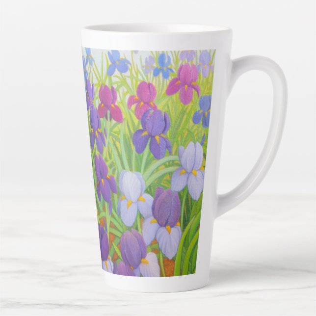 Tasse Latte Fleurs Iris Violet Peinture Beaux Art (Droite)