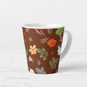Tasse Latte Fleurs jaunes et roses blanches 12