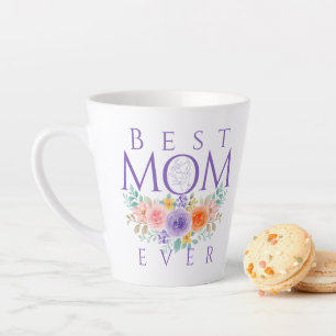 Tasse Latte Fleurs Meilleure Maman Qui Soit, Citation de la Fê