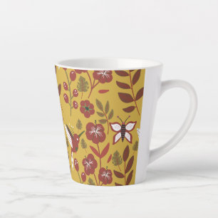 Tasse Latte Fleurs motifs florales sans soudure, papillon, rou