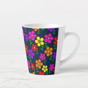 Tasse Latte Fleurs multicolores motif floral