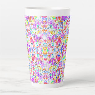 Tasse Latte Fleurs pastel abstraites