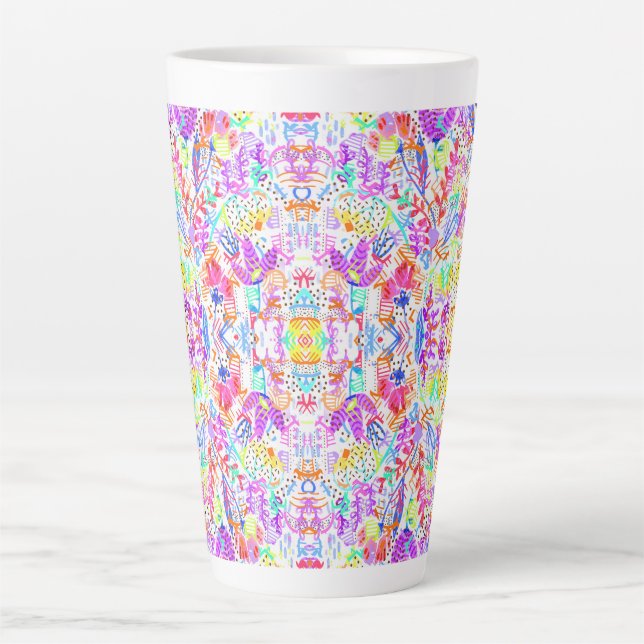 Tasse Latte Fleurs pastel abstraites (Devant)