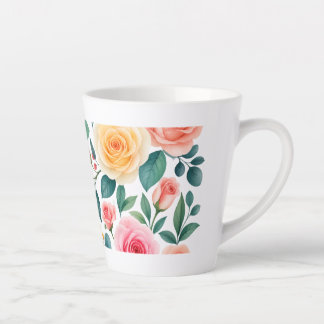 Tasse Latte Fleurs Pastel Création Florale Botanique Vintage D