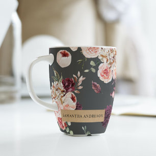 Tasse Latte Fleurs Pastel Modernes & Cadeau Personnalisé Kraft