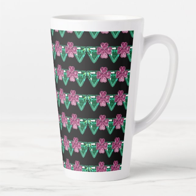 Tasse Latte fleurs pierres précieuses  (Droite)