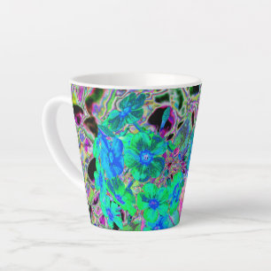 Tasse Latte Fleurs psychédéliques vert citron et bleu