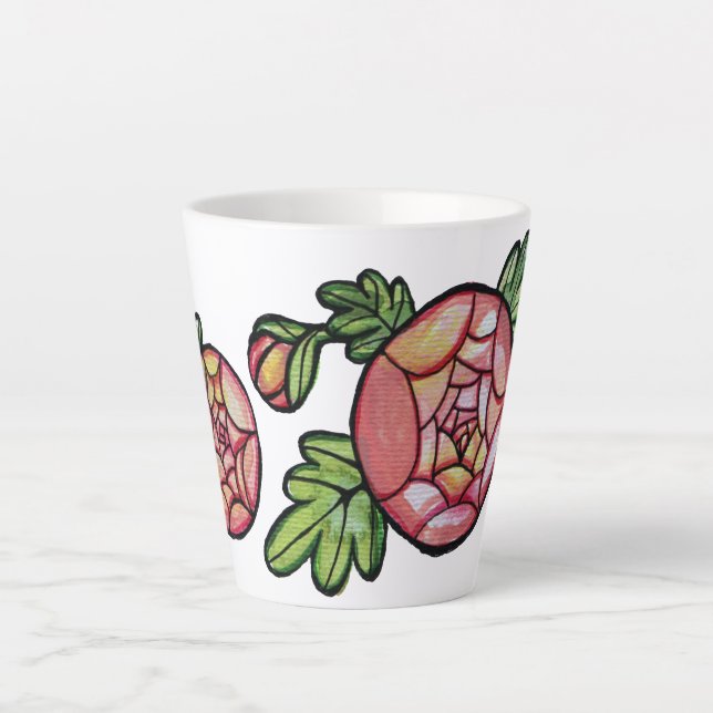 Tasse Latte Fleurs roses (Devant)