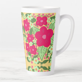 Tasse Latte Fleurs roses jaune arrière - plan bott en aluminiu