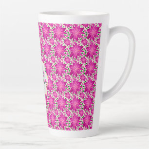 Tasse Latte Fleurs roses personnalisées et sur mesure
