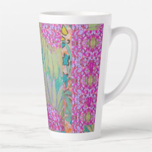 Tasse Latte Fleurs roses vives