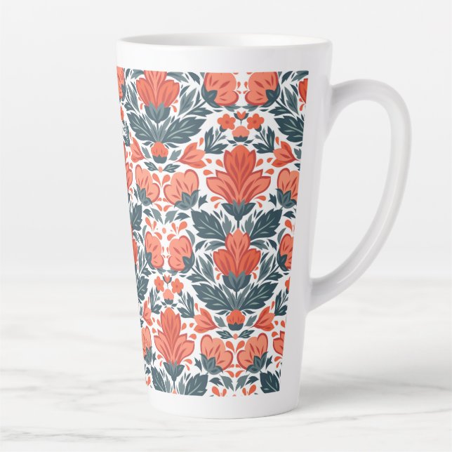Tasse Latte Fleurs rouges décoratives (Droite)