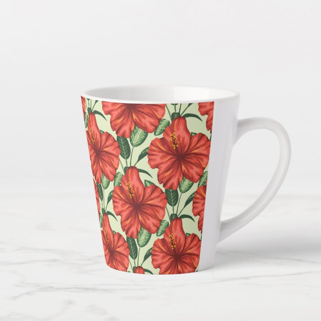 Tasse Latte Fleurs rouges motifs à fleurs tropicales (Droite)
