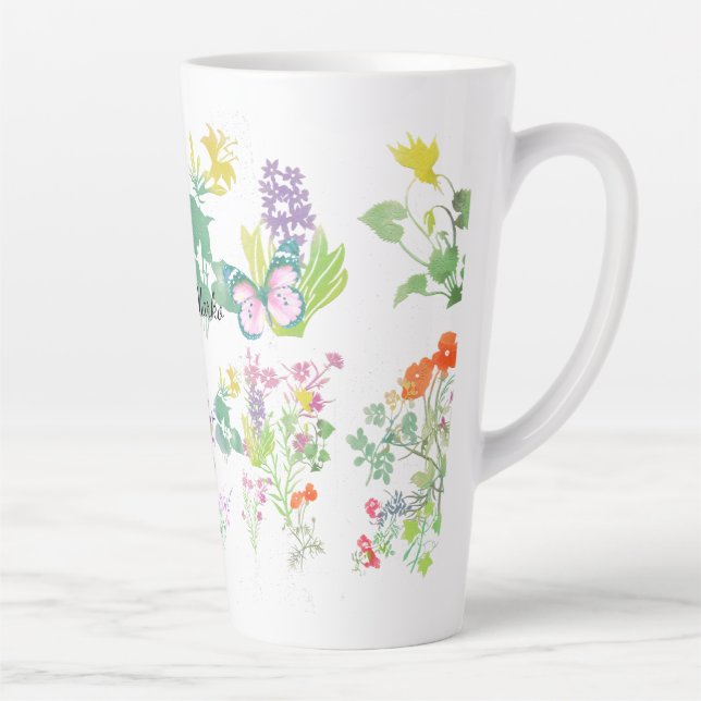 Tasse Latte Fleurs sauvages aquarelle  (Droite)