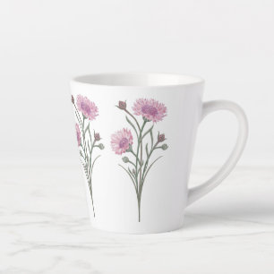 Tasse Latte Fleurs Sauvages Peintes À La Main