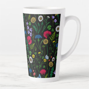 Tasse Latte Fleurs sauvages sur tôle noire