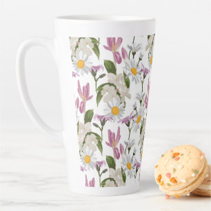 Tasse Latte Fleurs sauvages violettes roses tropicales marguer