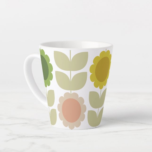 Tasse Latte Fleurs Tiges Rétro Groovy Été (Angle gauche)