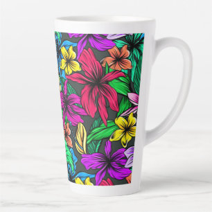Tasse Latte Fleurs tropicales