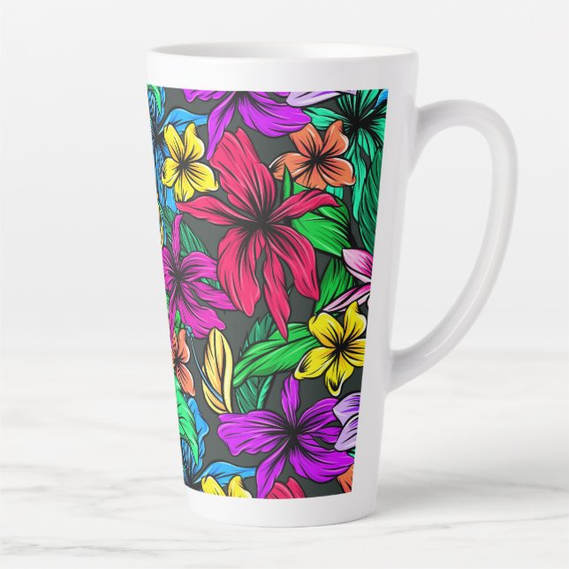 Tasse Latte Fleurs tropicales (Droite)