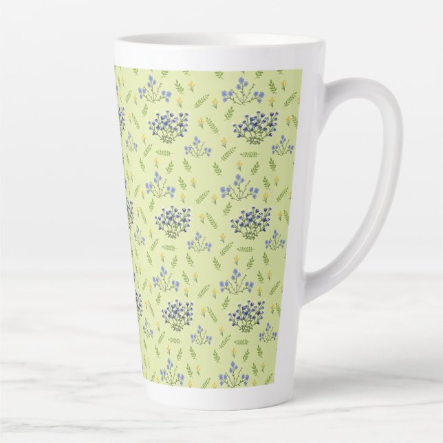 Tasse Latte fleurs violet et jaune motif (Droite)