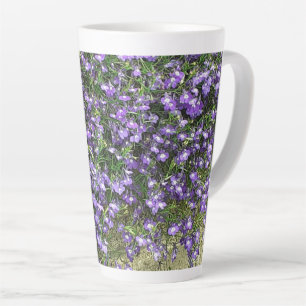 Tasse Latte Fleurs Violettes de Printemps