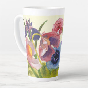 Tasse Latte Fleurs Whimsics colorées sur les grandes