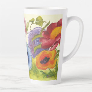 Tasse Latte Fleurs Whimsics colorées sur les grandes