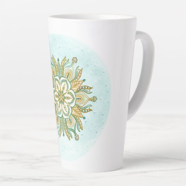 Tasse Latte Flocon de neige de Mandala (Angle droit)