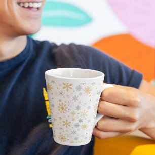 Tasse Latte Flocon De Neige Et Cercle Motif Sans Voile