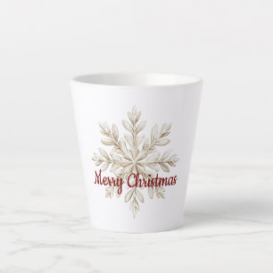 Tasse Latte Flocon de neige rouge crème Joyeux Noël