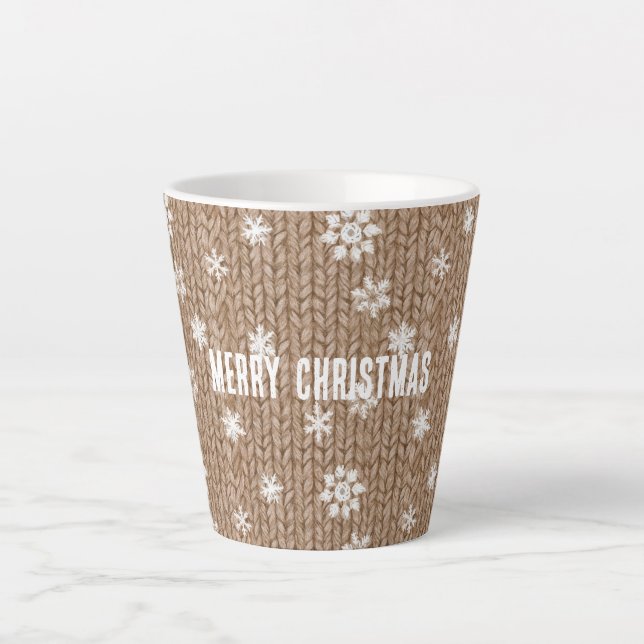 Tasse Latte Flocons de neige de Noël au cacao crème (Devant)