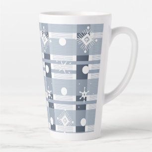 Tasse Latte Flocons Simples Géant à Carreaux Bleus 