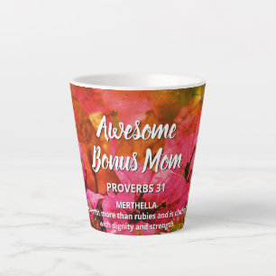 Tasse Latte Floral AWESOME BONUS MOM Proverbes 31