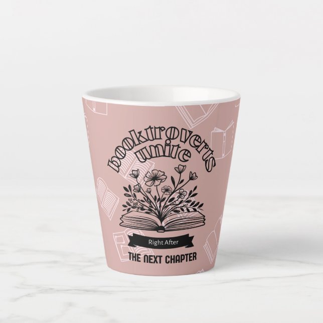 Tasse Latte Floral "Booktroverts Unite" (Devant)
