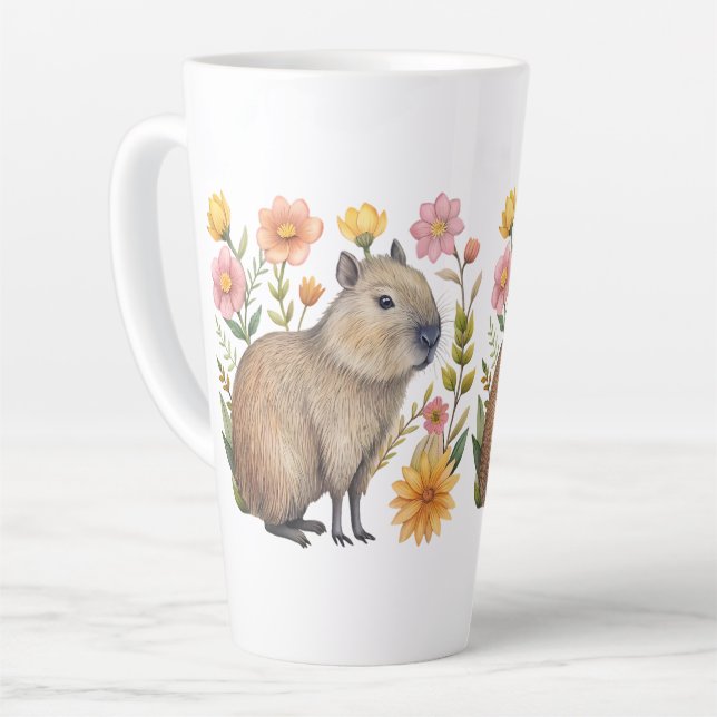 Tasse Latte Floral Capybara (Angle gauche)