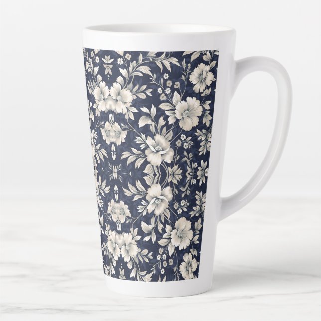 Tasse Latte Floral en bleu (Droite)