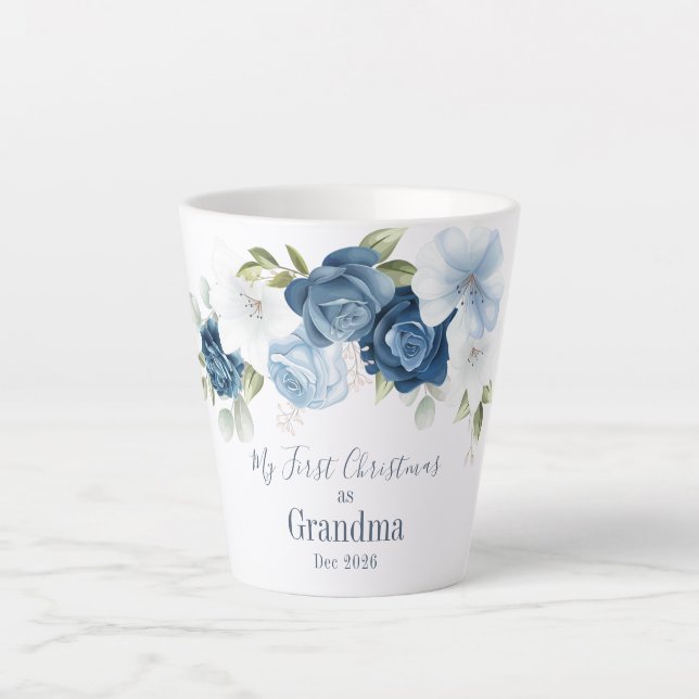 Tasse Latte Floral Eucalyptus Grands-parents 1er Noël (Devant)