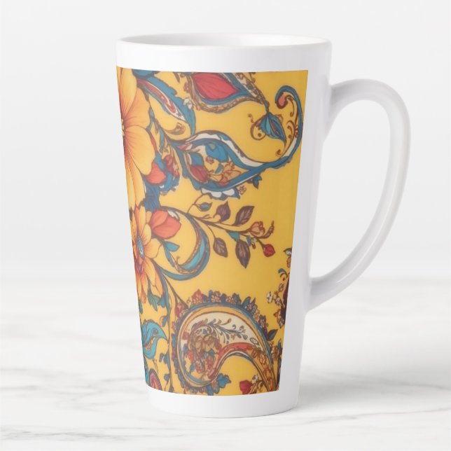 Tasse Latte Floral jaune et Paisley (Droite)