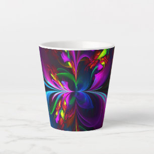 Tasse Latte Floral moderne Art Abstrait Rouge Bleu Motif #15