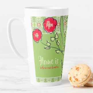 Tasse Latte Floral rouge moderne et artistique