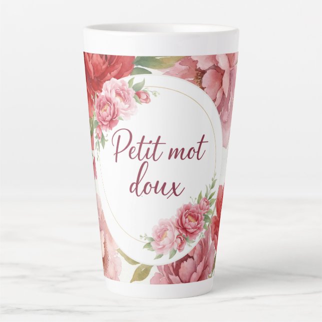 Tasse latte florale Petit mot doux (Devant)