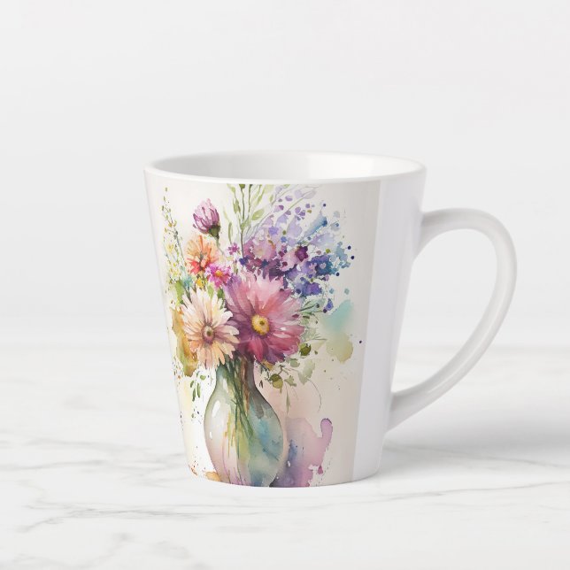 Tasse Latte Floraux multicolores #7 (Droite)