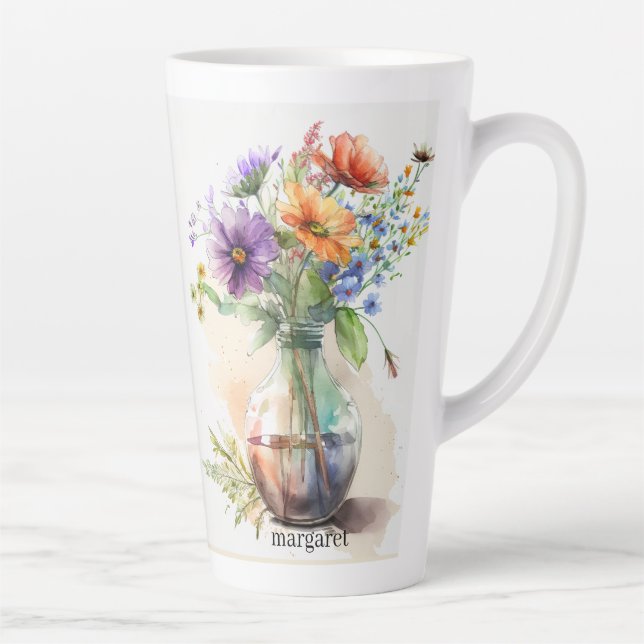 Tasse Latte Floraux multicolores #8 (Droite)