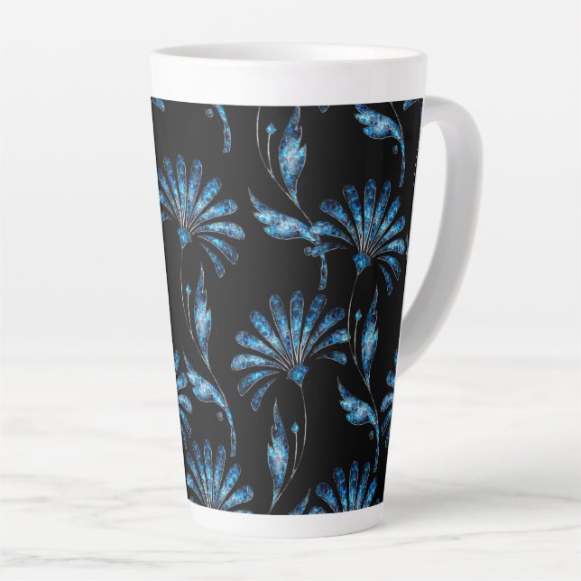 Tasse Latte Flore bleu brillant (Angle droit)