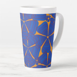 Tasse Latte Flower Power 4 Blue avec accents rouges sur orange