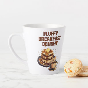 Tasse Latte Fluffy Pancake Petit déjeuner délicieux