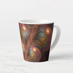 Tasse Latte Fluorescent coloré Abstrait Trippy Brown Fractal
